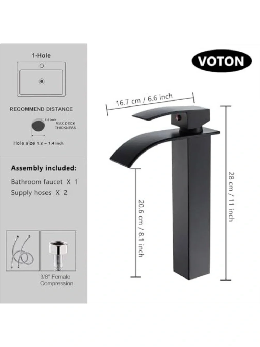 Matte Black Waterfall Vessel Faucet - Unbranded
